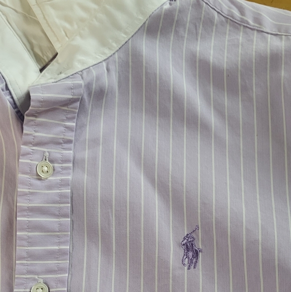 Ralph Lauren Polo Golf Womens Striped Button-Down Shirt White Collar And Purple - Picture 4 of 13